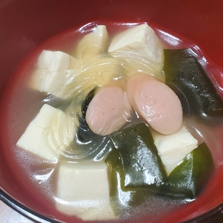 豆腐入り春雨スープ